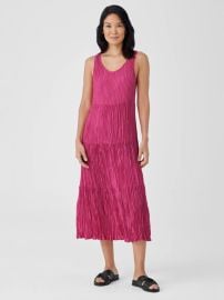 Crushed Silk Tiered Dress EILEEN FISHER at Eileen Fisher